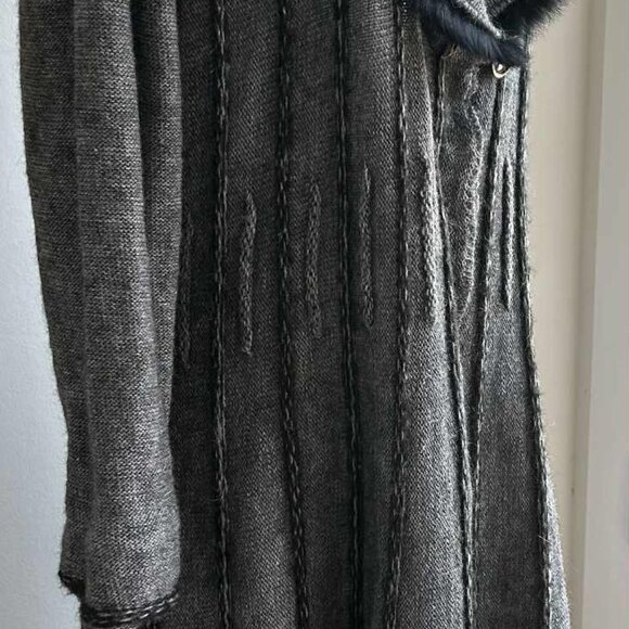 Joseph Ribkoff Dark Heather Grey Shawl Collar Faux-Fur Long Coatigan – US L - Picture 2 of 14
